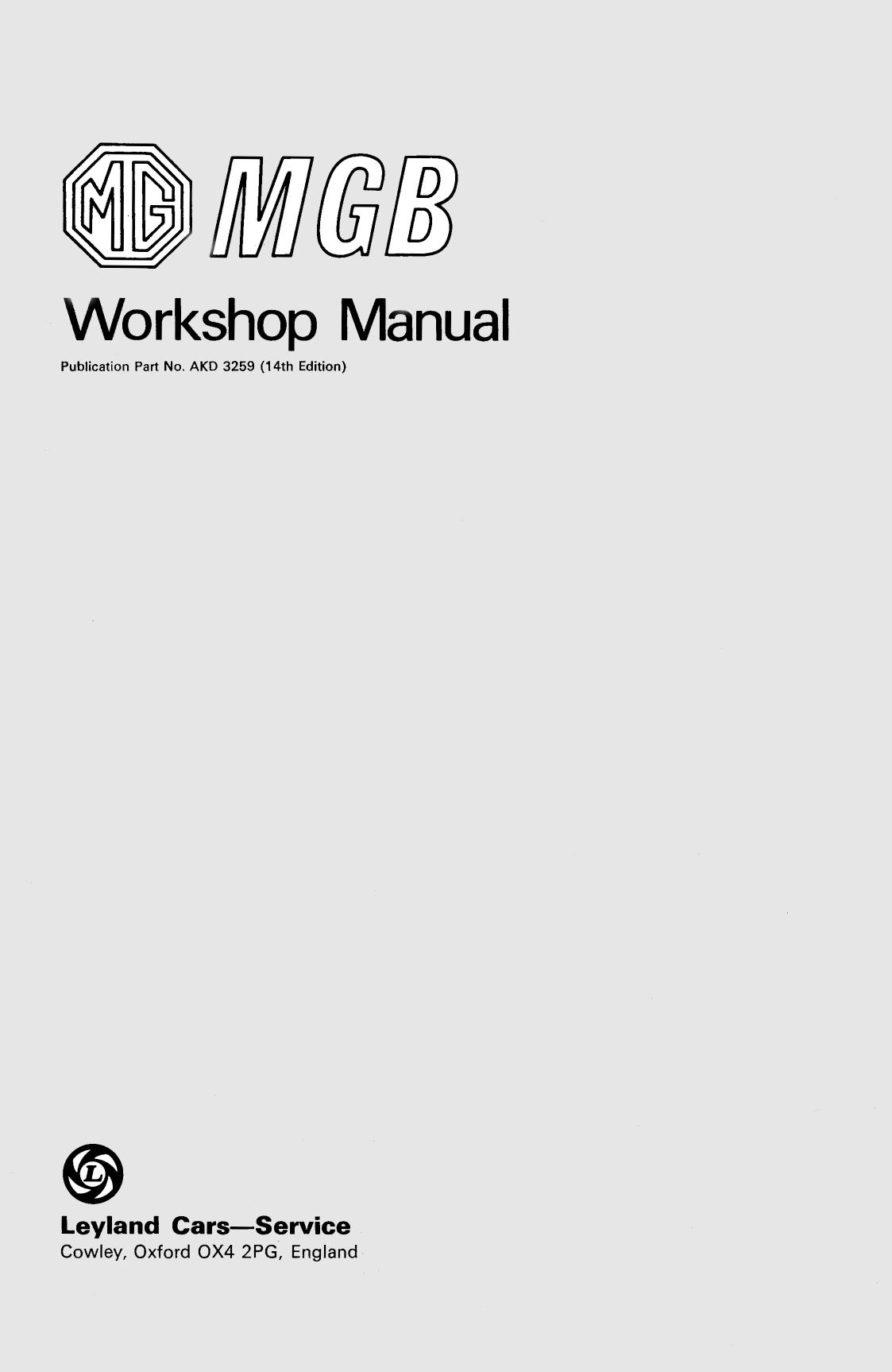 MG by MGB Workshop Manual