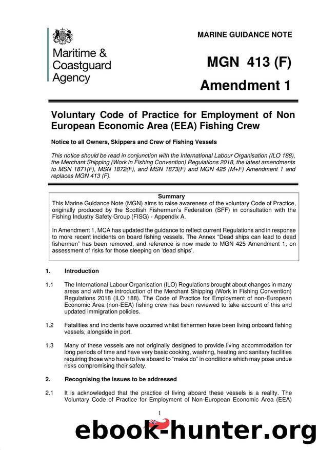 MGN 413 (F) - Voluntary Code of Practice for Employment of Non-European Economic Area (EAA) Fishing Crew (Amendment 1) by David.Wagstaff