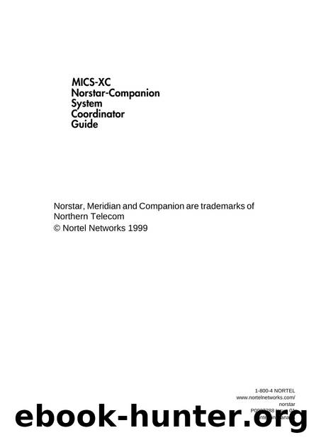 MICS-XC Norstar-Companion System Coordinator Guide by Nortel Networks