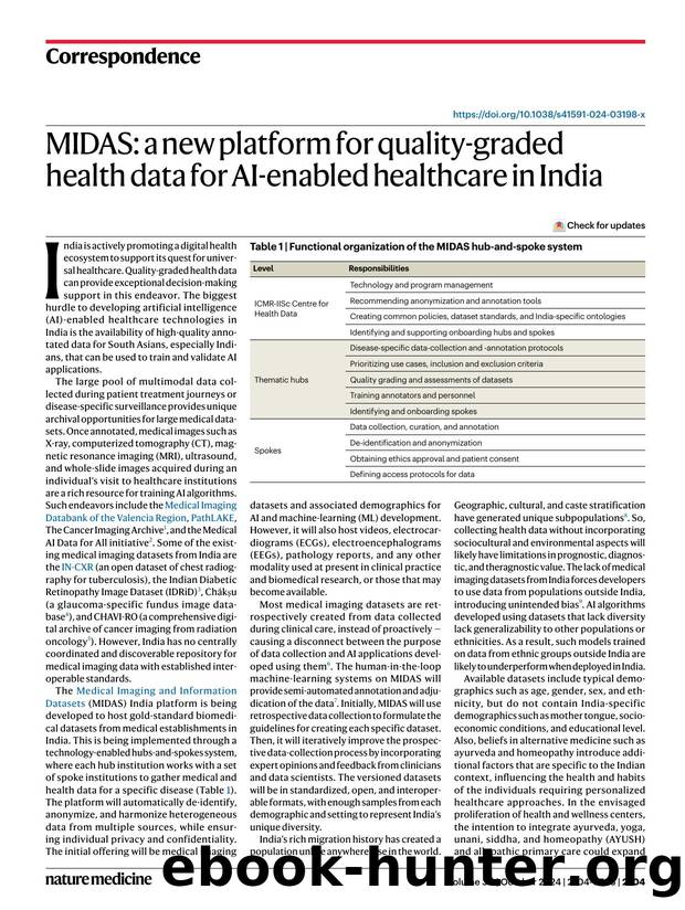 MIDAS: a new platform for quality-graded health data for AI-enabled healthcare in India by unknow