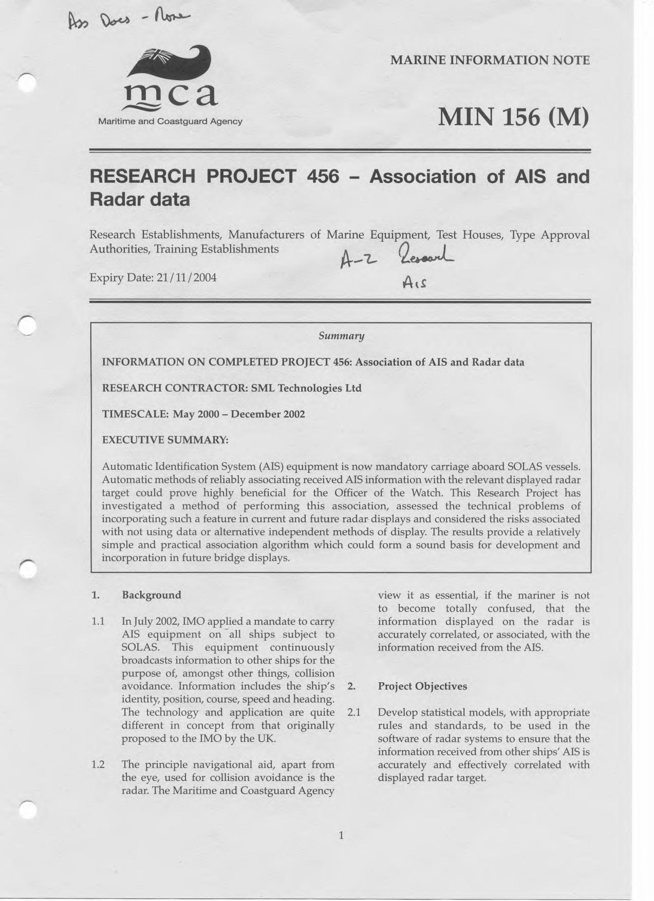 MIN 156 (M) - Research Project 456 - Association of AIS and Radar Data by Builder