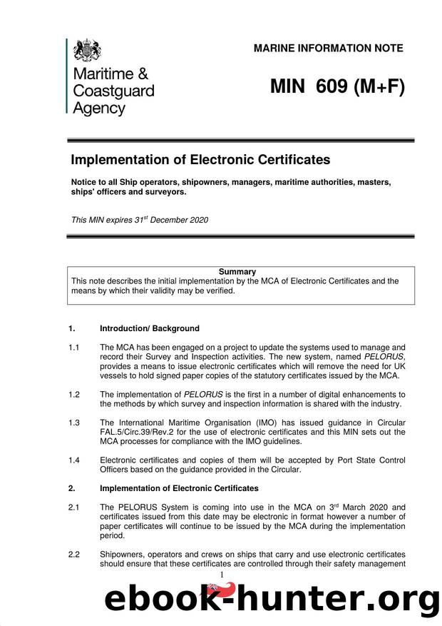 MIN 609 (M+F) - Implementation of Electronic Certificates by David.Wagstaff