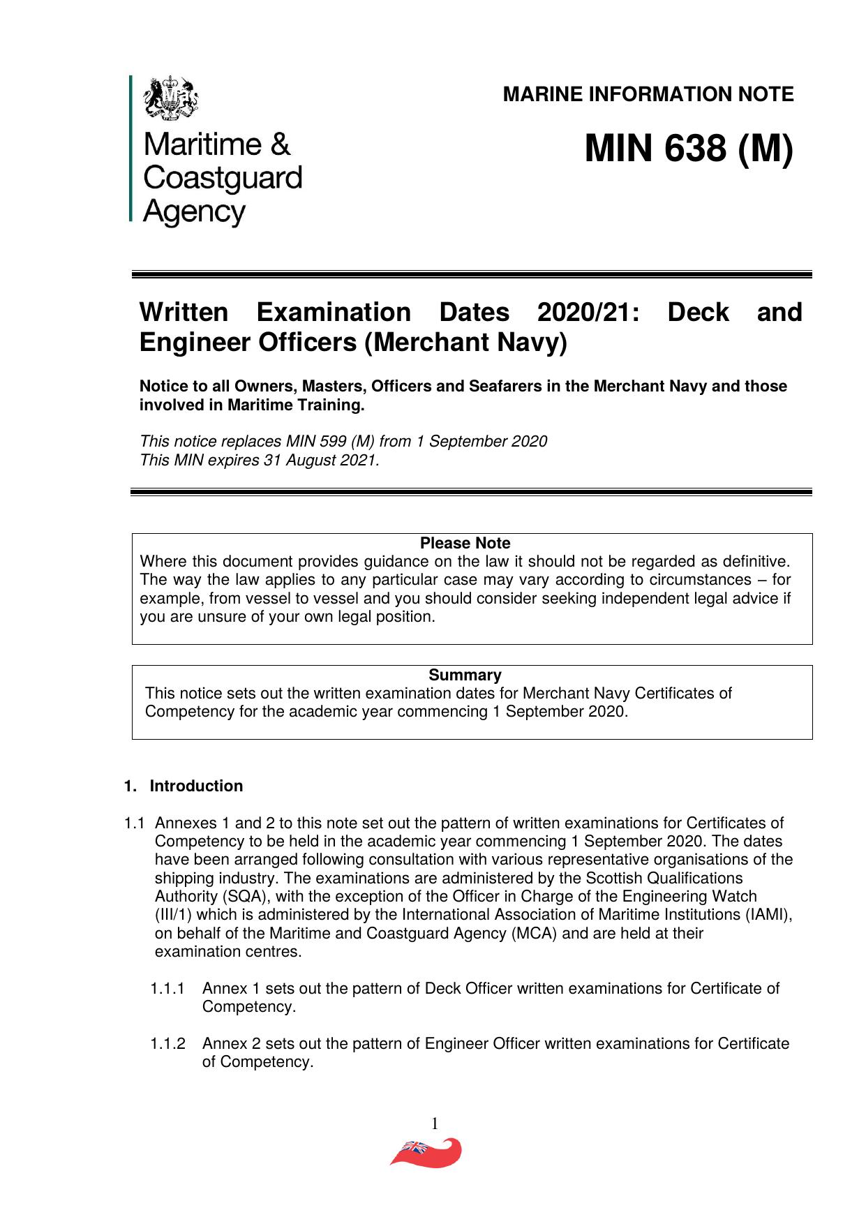 MIN 638 (M) by UK Seafarer Services