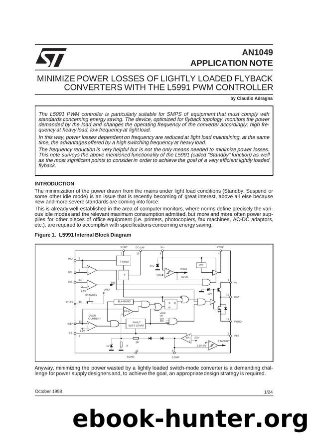 MINIMIZE POWER LOSSES OF LIGHTLY LOADED FLY BACK CONVERTERS WITH THE L5991 PWM CONTROLLERS by STMicroelectronics