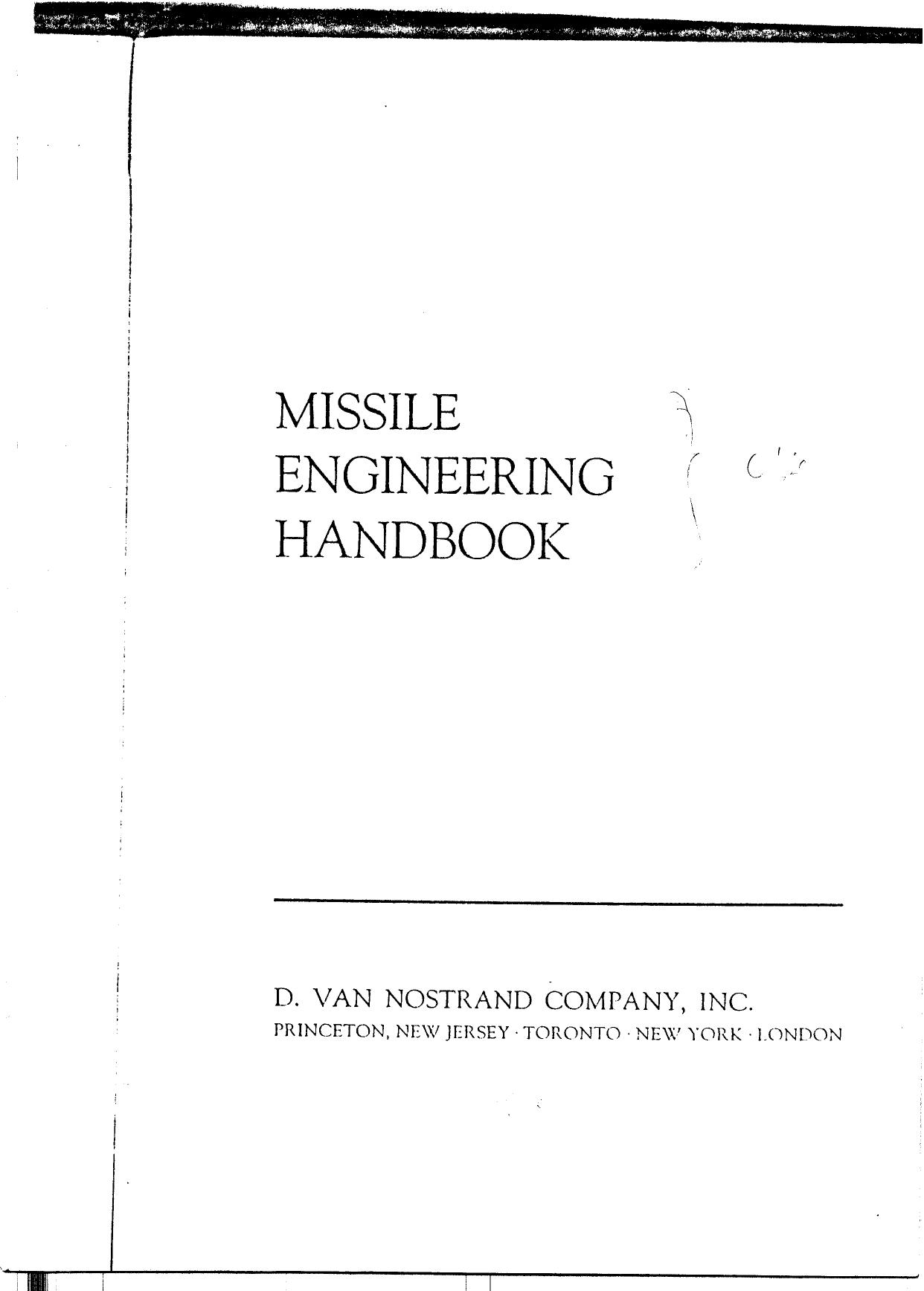 MISSILE ENGINEERING HANDBOO by Unknown
