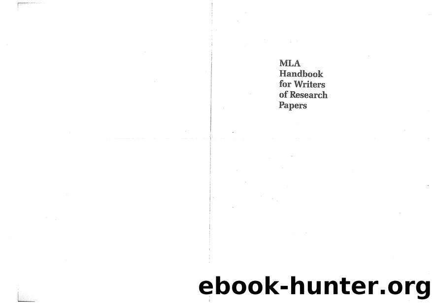 MLA Handbook for Writers of Research Papers, 7e [2009] by Unknown