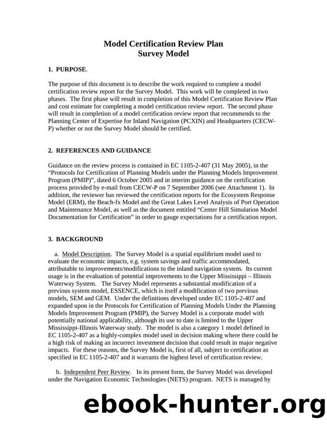 MODEL CERT REV PLAN SURVEY MODEL by USACE