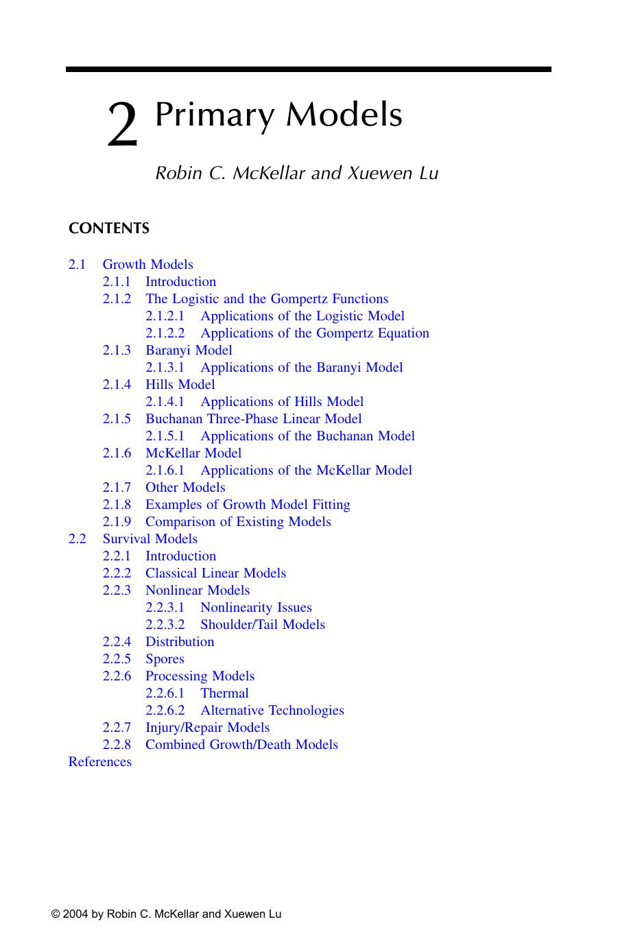 MODELING MICROBIAL RESPONSES in FOOD by Robin C. McKellar and Xuewen Lu