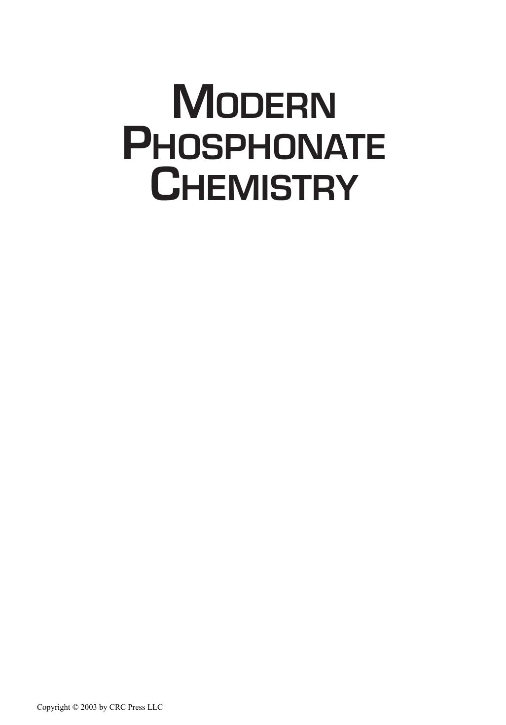 MODERN PHOSPHONATE CHEMISTRY by PHILIPPE SAVIGNAC and BOGDAN IORGA