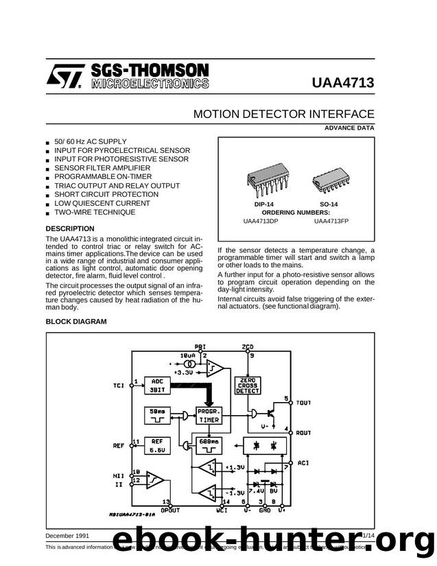 MOTION DETECTOR INTERFACE by SGS-THOMSON Microelectronics