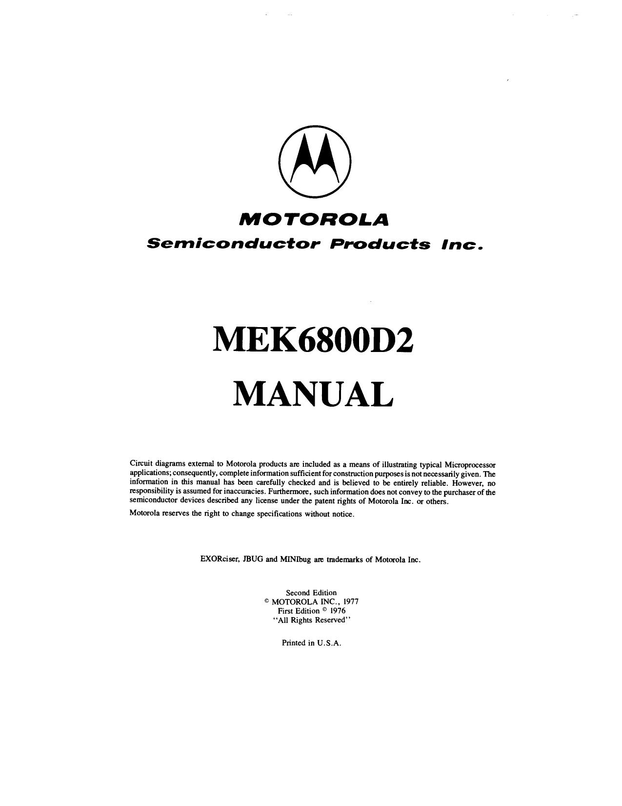 MOTOROLA MEK6800D2 Microcomputer Evaluation Kit (1977) WW by Unknown