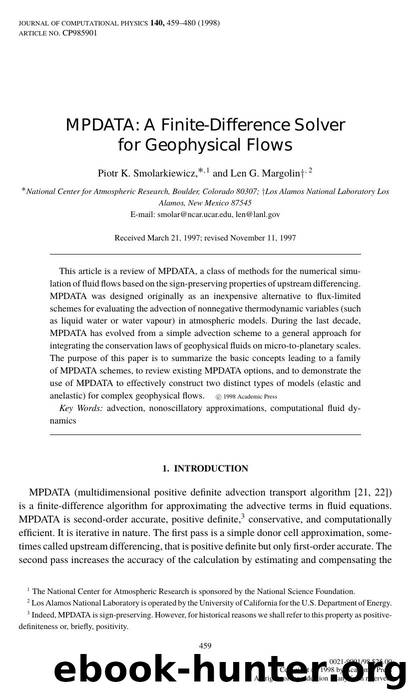 MPDATA: A Finite-Difference Solver for Geophysical Flows by Smolarkiewicz P. K. et. al.