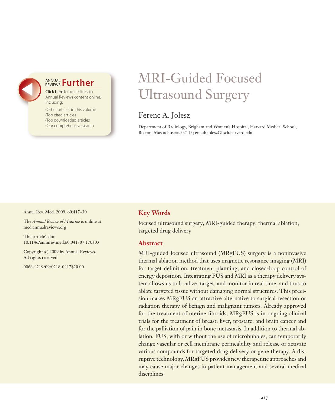 MRI-Guided Focused Ultrasound Surgery by Ferenc A. Jolesz