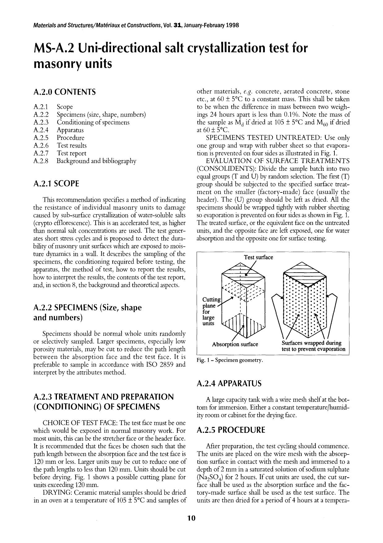 MS-A.2 Uni-directional salt crystallization test for masonry units by Unknown