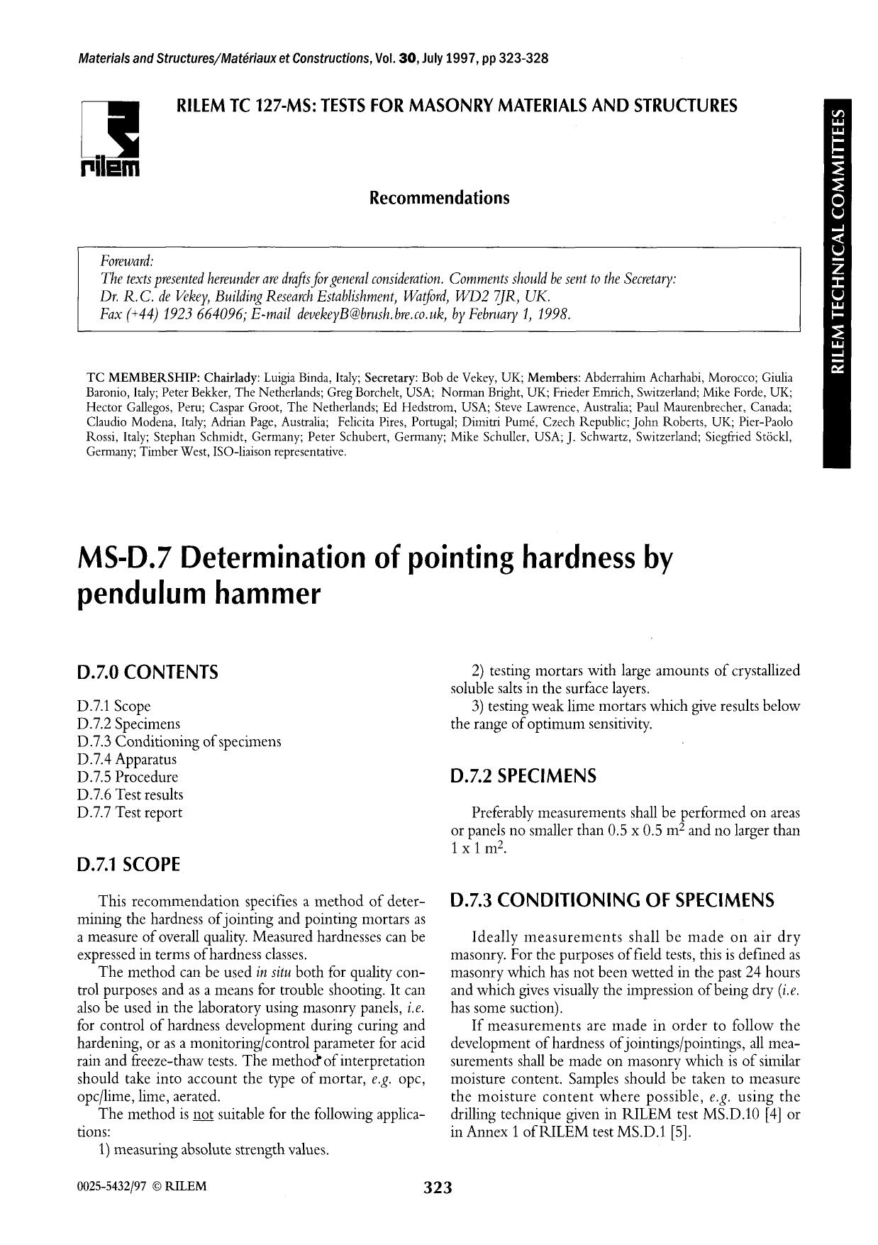 MS-D.7 determination of pointing hardness by pendulum hammer by Unknown