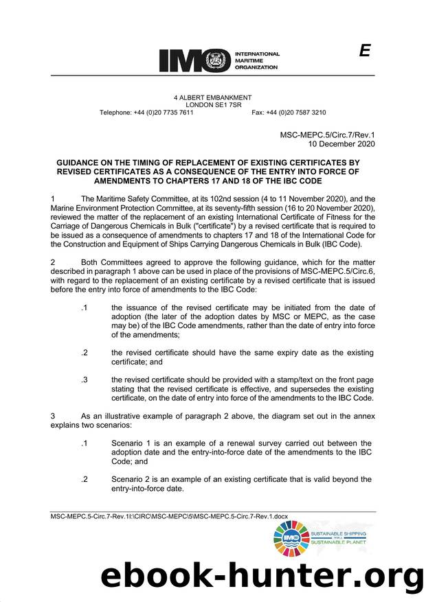 MSC-MEPC.5Circ.7Rev.1 - Guidance on the Timing of Replacement of Existing Certificates by Revised Certificates as a consequence of the Entry into Force of Amendments to Chapters 17 by Redistributed by Regs4ships Ltd