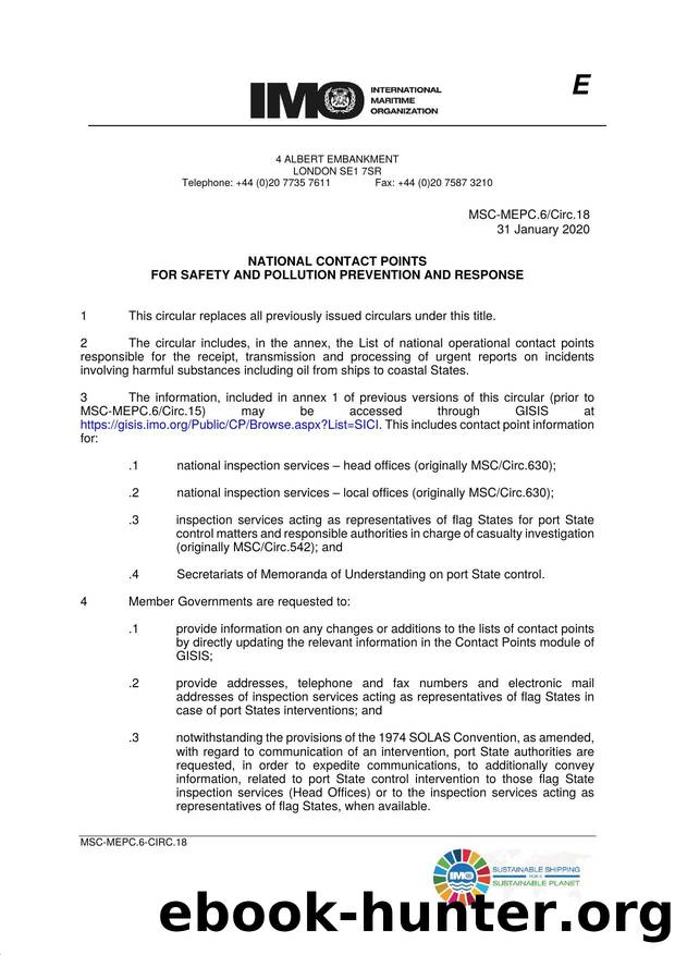 MSC-MEPC.6Circ.18 - National Contact Points for Safety and Pollution Prevention and Response by Redistributed by Regs4ships Ltd
