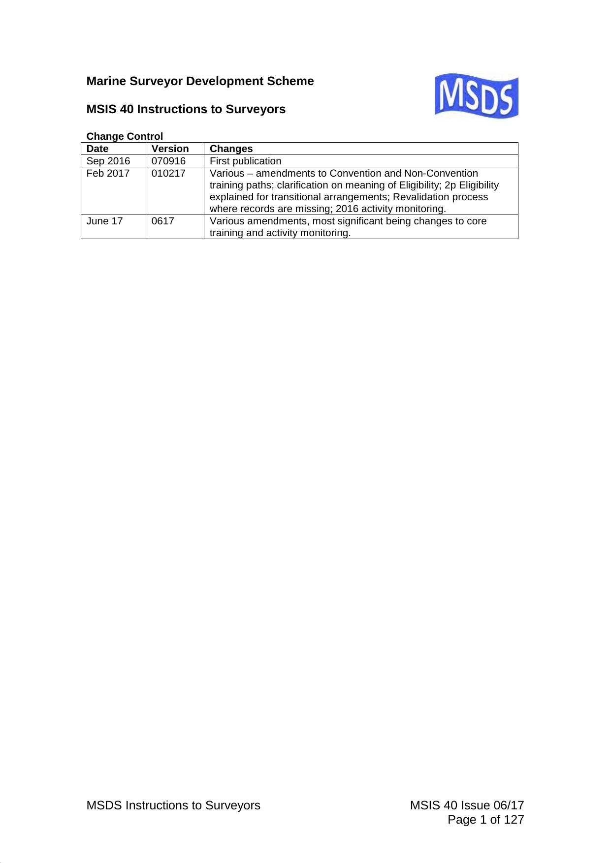 MSIS 40 - Marine Surveyor Development Scheme (Rev. 0617) by Redistributed by Regs4ships Ltd