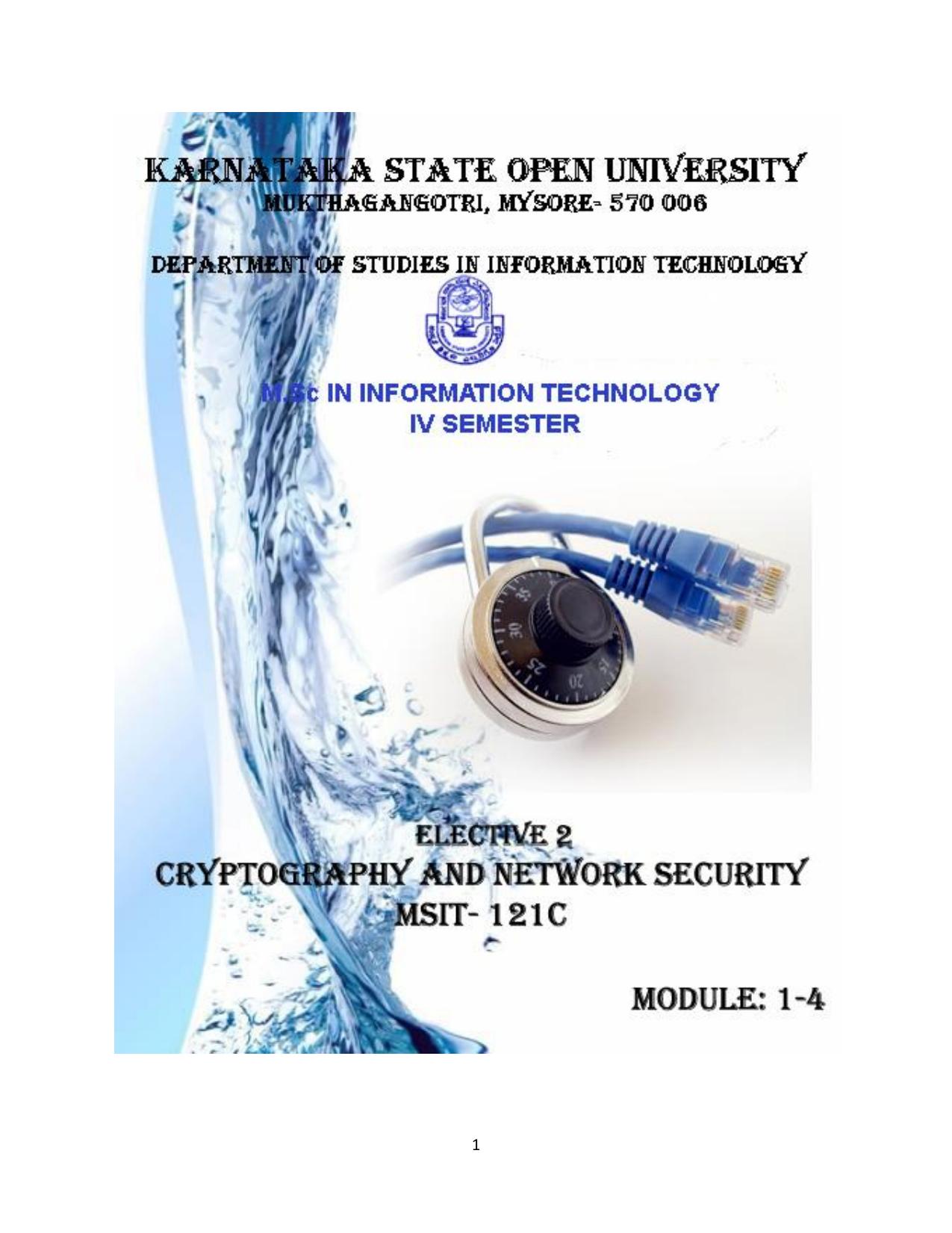 MSIT-121C (Elective 2): Cryptography and Network Security by coll