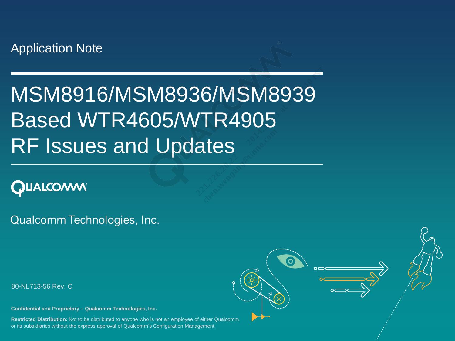 MSM8916/MSM8936/MSM8939 Based WTR4605/WTR4905 RF Issues and Updates by Qualcomm Technologies Inc