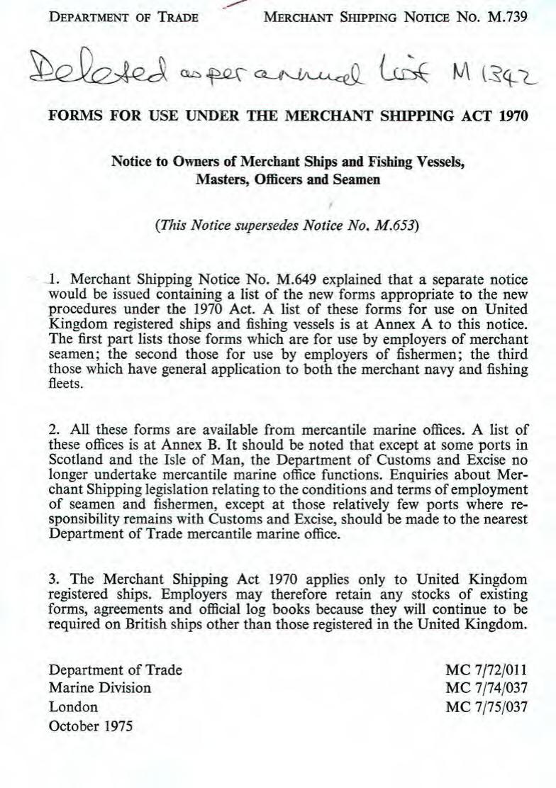 MSN 739 (M+F) - Engineer Officer Entrants to the Merchant Navy-Revision of Workshop Services Requirements and Discontinuance of Pre-Sea Grading by r4s