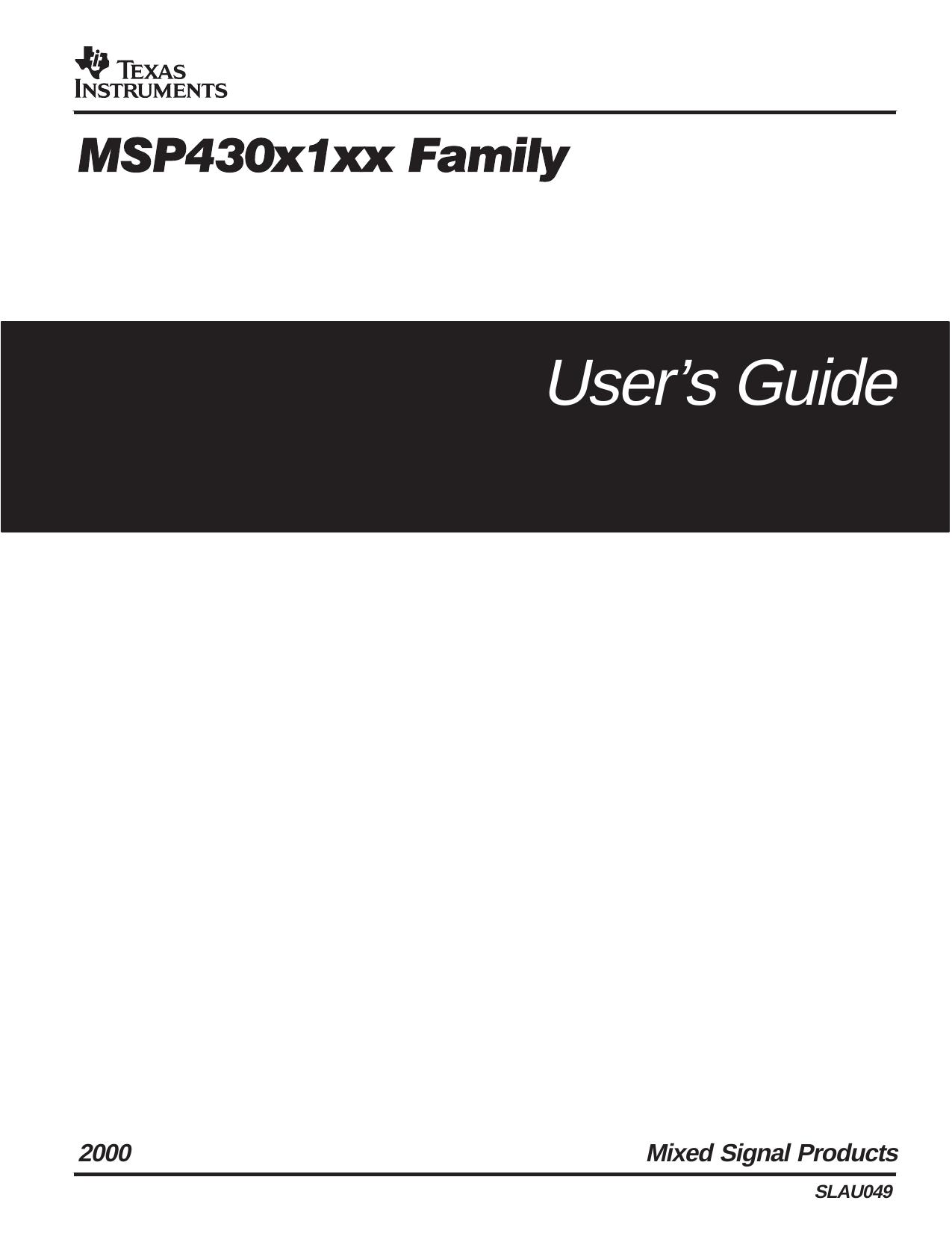 MSP430x1xx Family User's Guide by Texas Instruments Incorporated