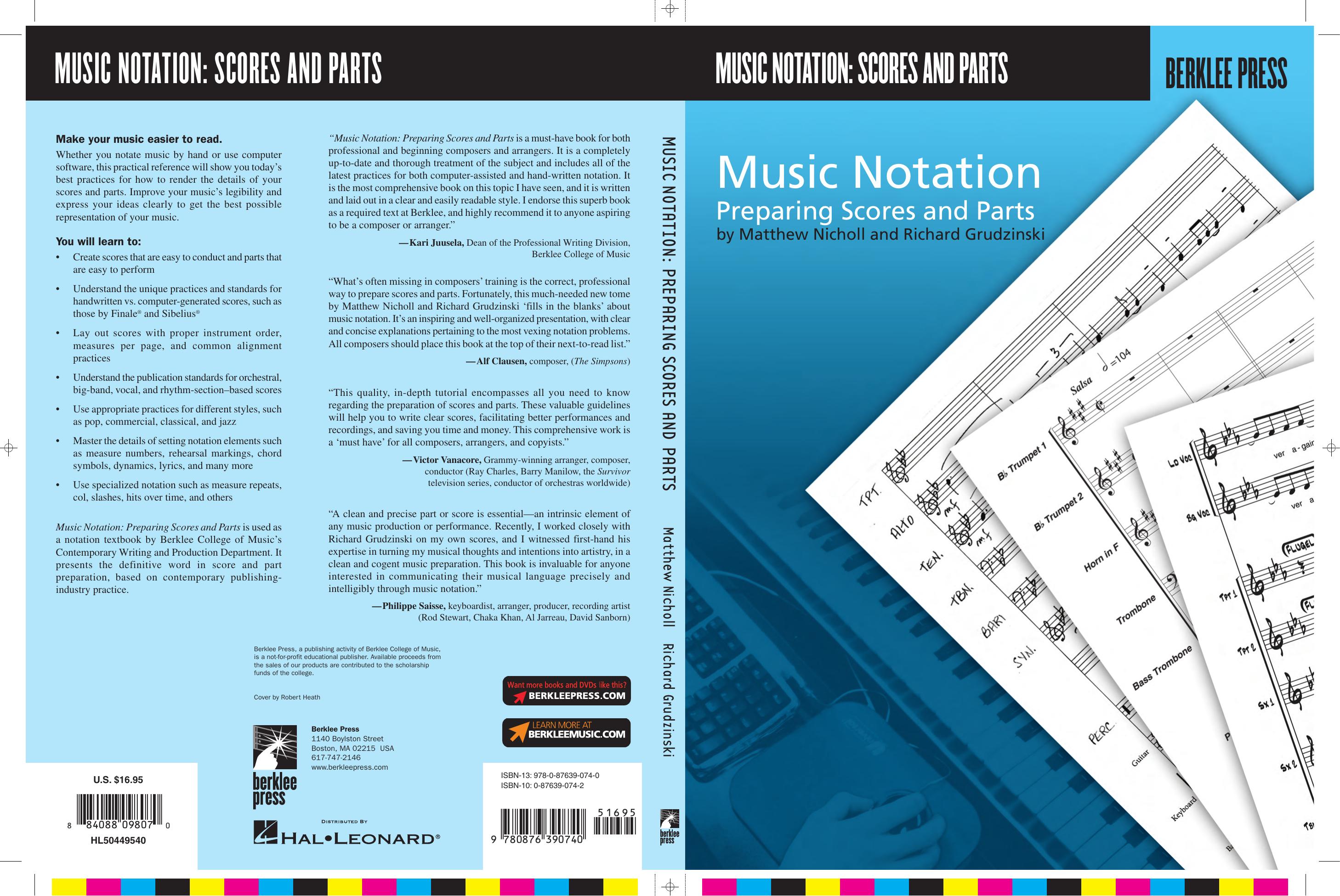 MUSIC NOTATION PREPARING SCORES AND PARTS (Berklee Guide) by NICHOLL/GRUD