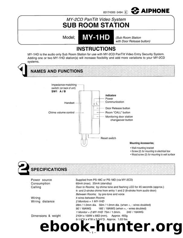 MY-1HD Sub Room Station Instructions by Unknown