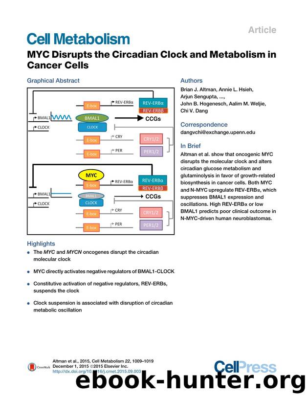 MYC Disrupts the Circadian Clock and Metabolism in Cancer Cells by unknow