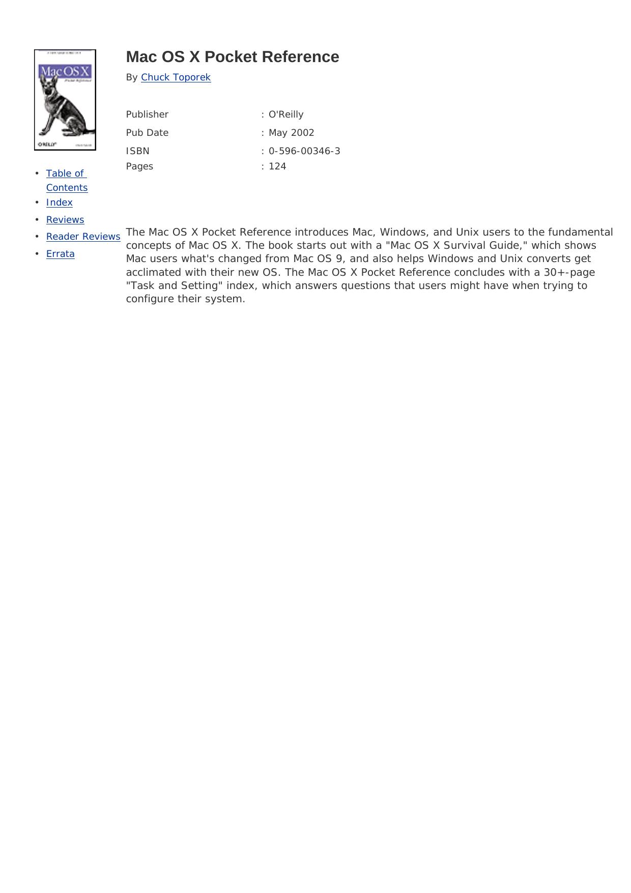 Mac OS X Pocket Reference by Unknown