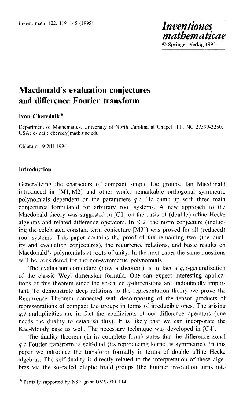 Macdonald's evaluation conjectures and difference Fourier transform by Unknown