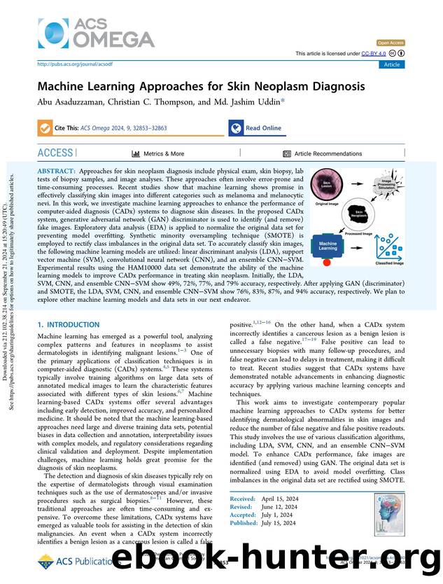 Machine Learning Approaches for Skin Neoplasm Diagnosis by Abu Asaduzzaman Christian C. Thompson & Md. Jashim Uddin