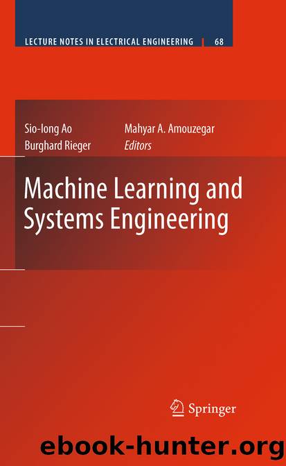 Machine Learning and Systems Engineering by Sio-Iong Ao Burghard Rieger & Mahyar A. Amouzegar