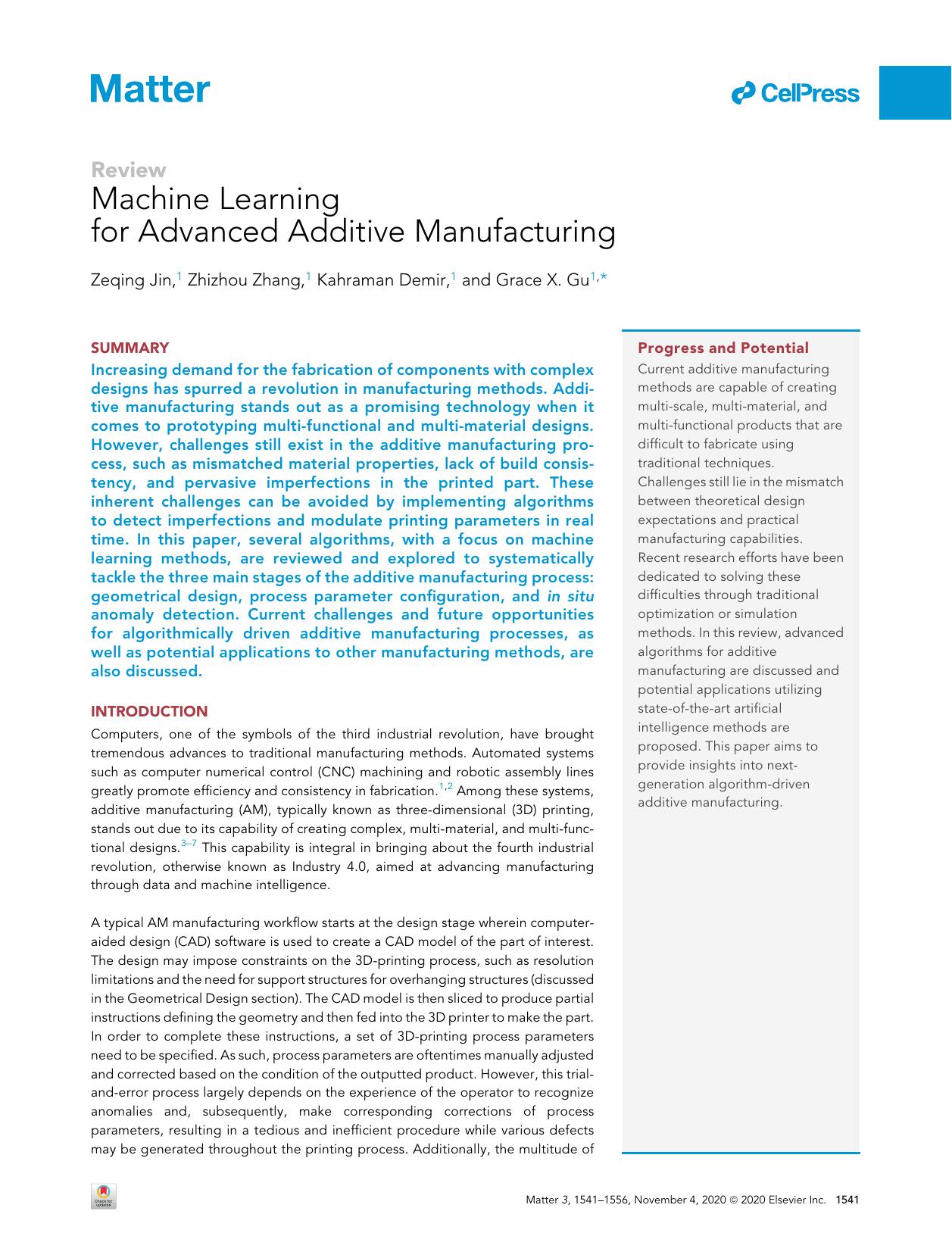 Machine Learning for Advanced Additive Manufacturing by Zeqing Jin