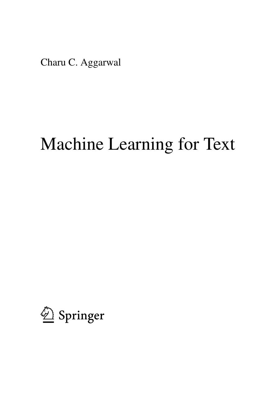 Machine Learning for Text by Charu C. Aggarwal
