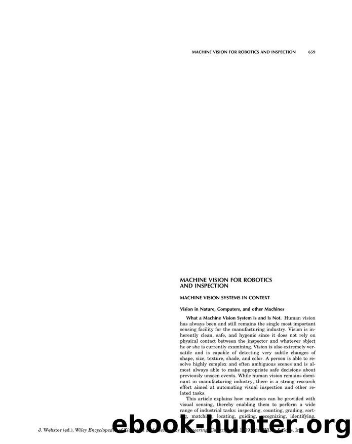 Machine Vision for Robotics and Inspection". In: Wiley Encyclopedia of Electrical and Electronics Engineering by Unknown