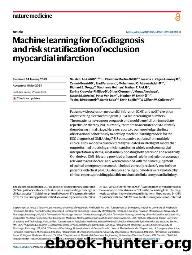 Machine learning for ECG diagnosis and risk stratification of occlusion myocardial infarction by unknow