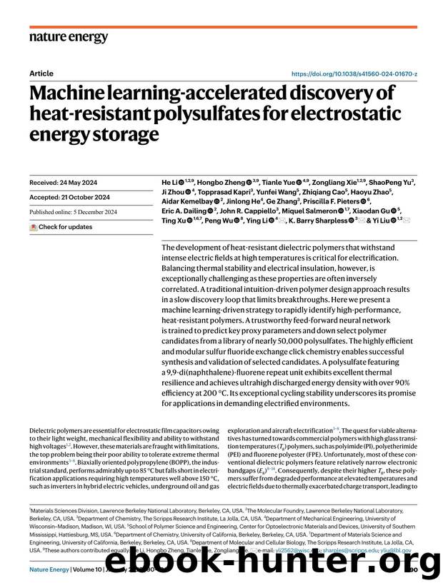 Machine learning-accelerated discovery of heat-resistant polysulfates for electrostatic energy storage by unknow