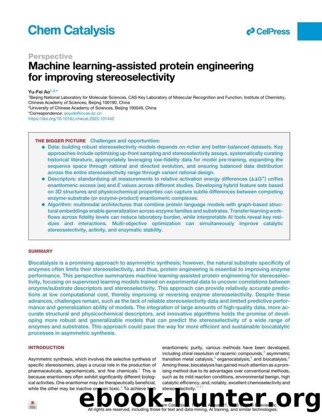 Machine learning-assisted protein engineering for improving stereoselectivity by Yu-Fei Ao