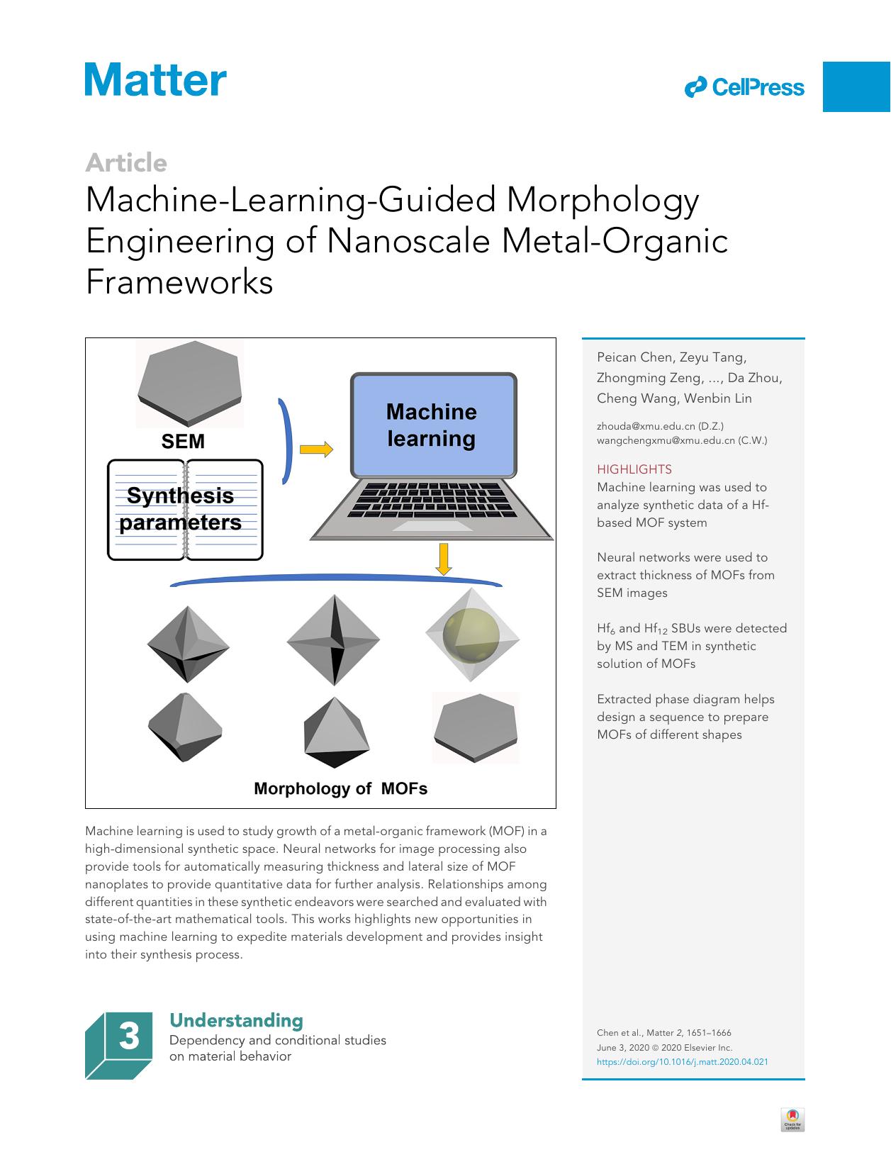 Machine-Learning-Guided Morphology Engineering of Nanoscale Metal-Organic Frameworks by unknow