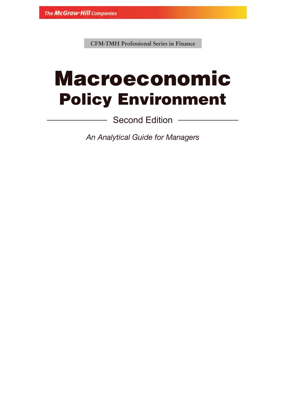 Macroeconomic Policy Environment: An Analytical Guide For Managers by S. ROY