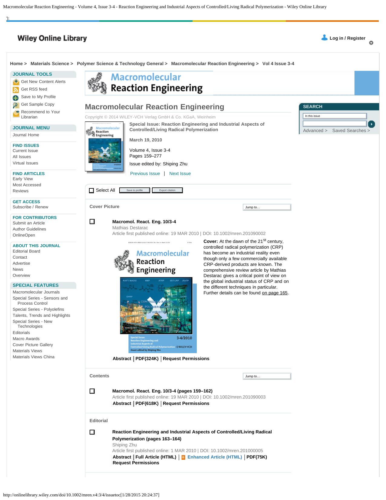 Macromolecular Reaction Engineering - Volume 4, Issue 3-4 - Reaction Engineering and Industrial Aspects of ControlledLiving Radical Polymerization - Wiley Online Library by Reaction Engineering