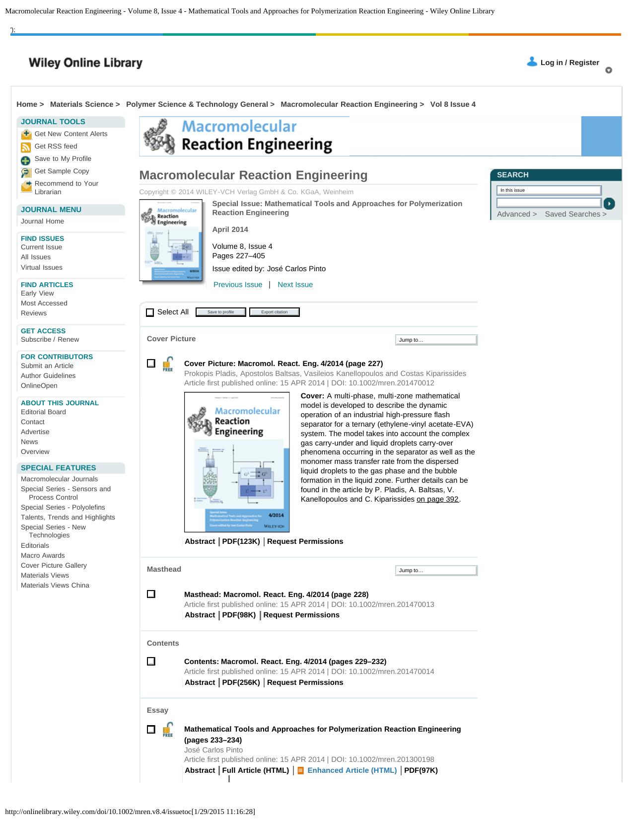 Macromolecular Reaction Engineering - Volume 8, Issue 4 - Mathematical Tools and Approaches for Polymerization Reaction Engineering - Wiley Online Library by Mathematical Tools and