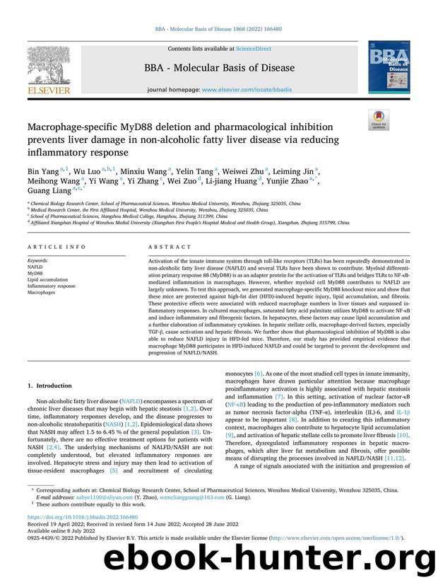 Macrophage-specific MyD88 deletion and pharmacological inhibition prevents liver damage in non-alcoholic fatty liver disease via reducing inflammatory response by unknow
