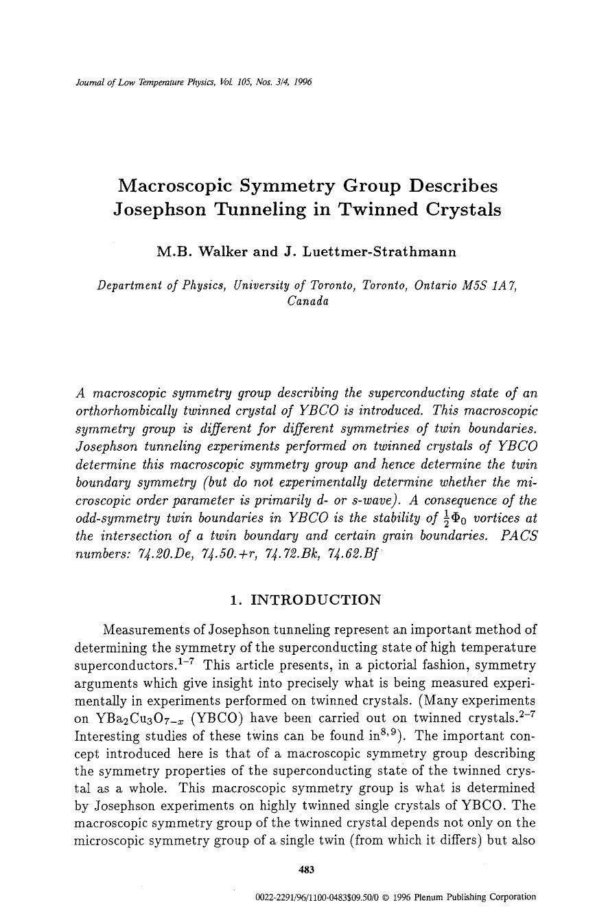 Macroscopic symmetry group describes Josephson tunneling in twinned crystals by Unknown