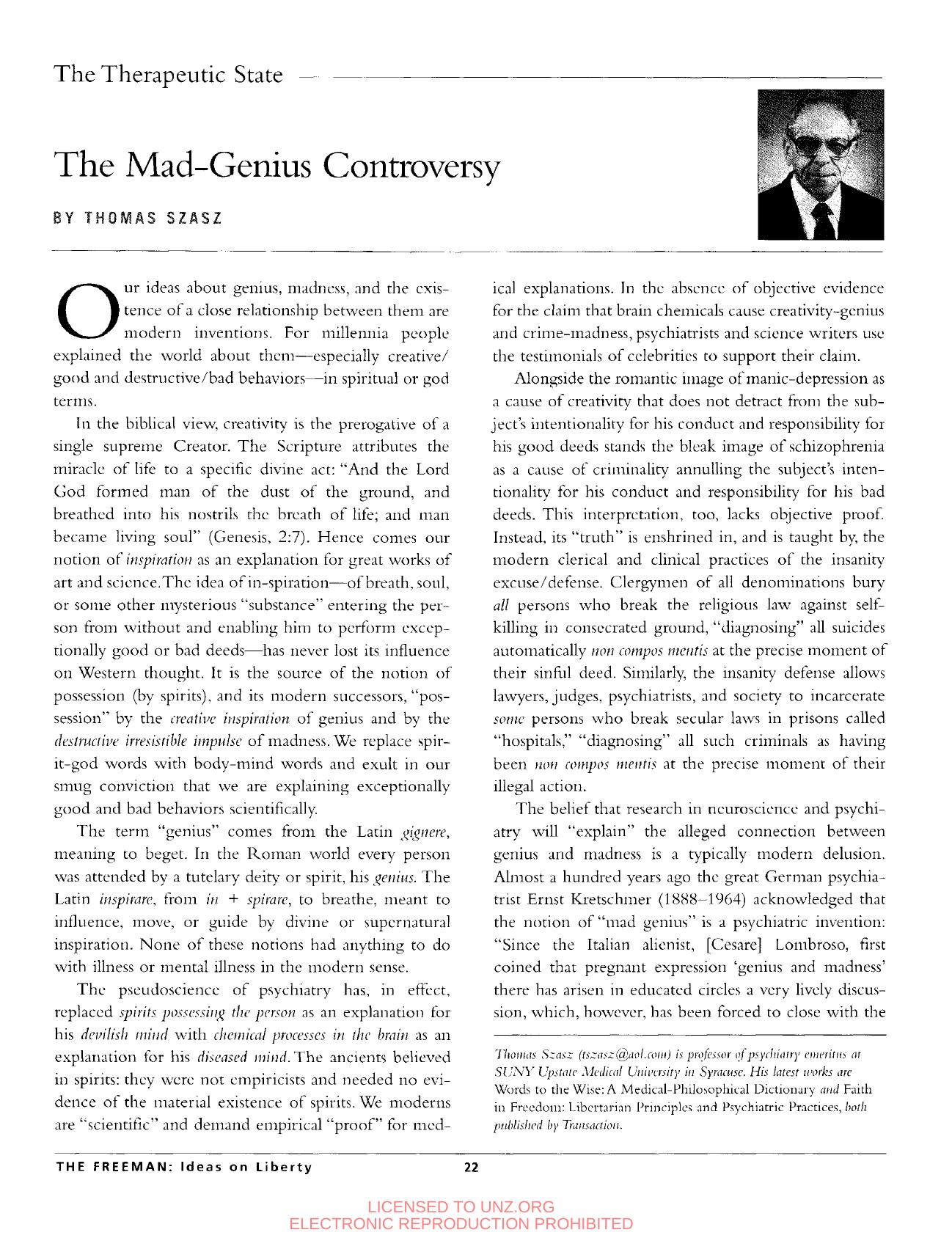 Mad-Genius Controversy, The by Unknown