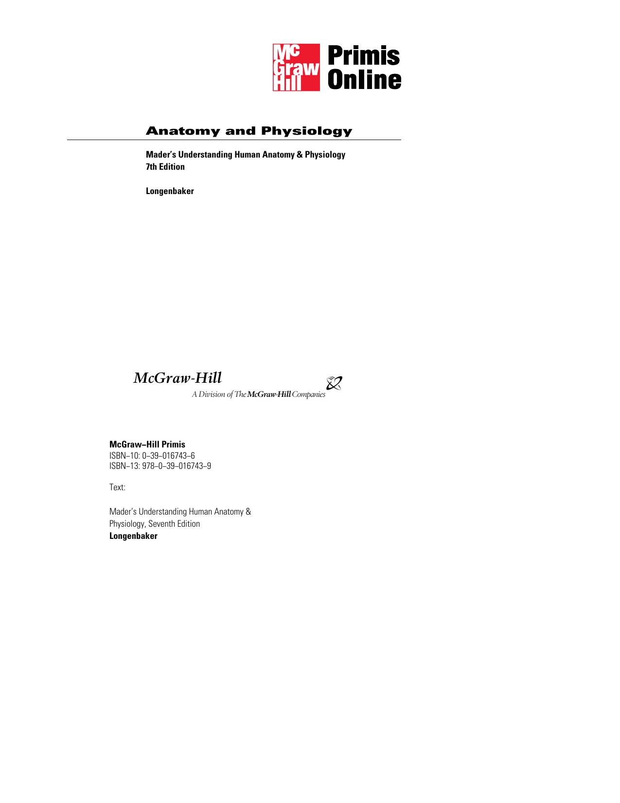 Mader's Understanding Human Anatomy and Physiology, 7th Edition by Sue Longenbaker