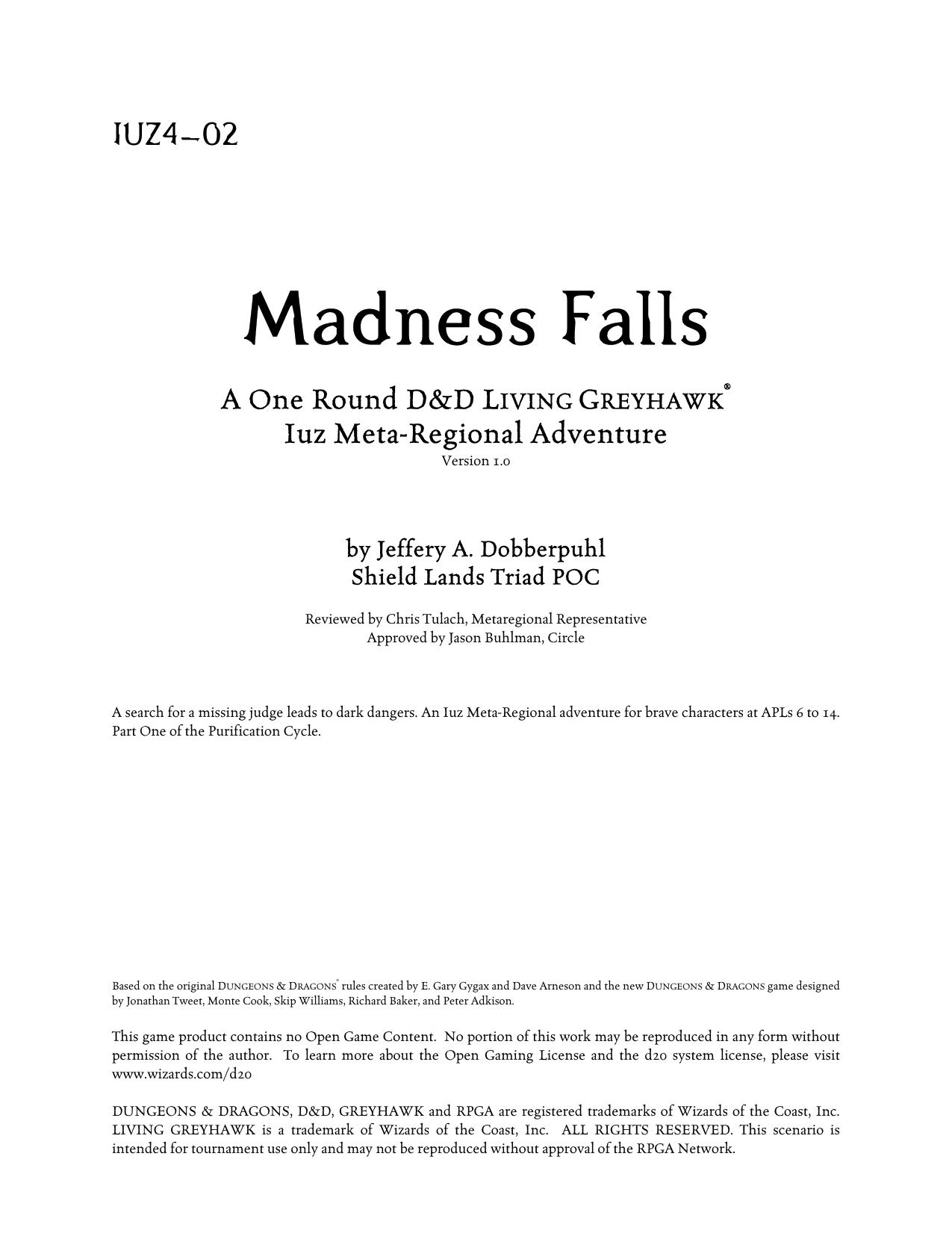 Madness Falls by Jeffery A. Dobberpuhl