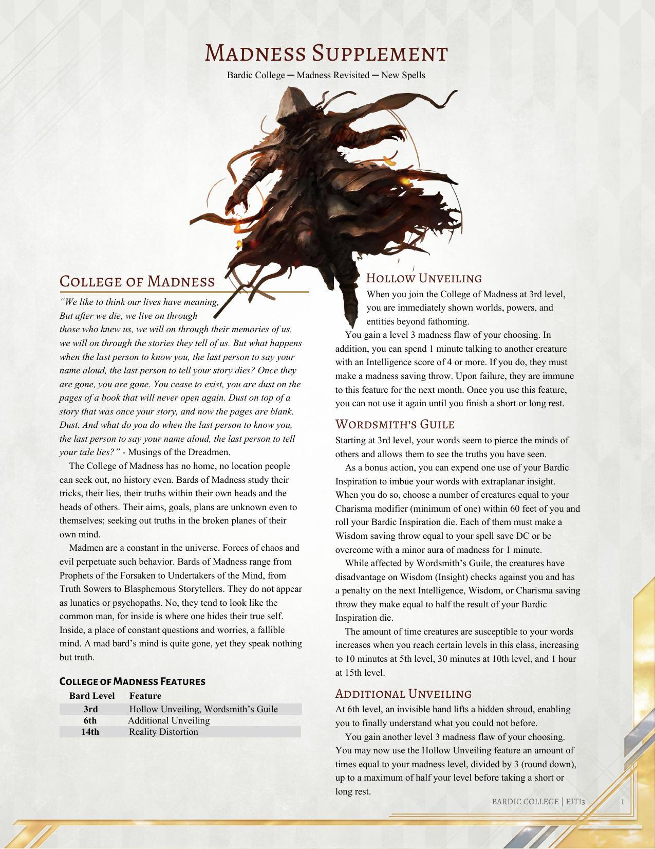 Madness Supplement by Unknown
