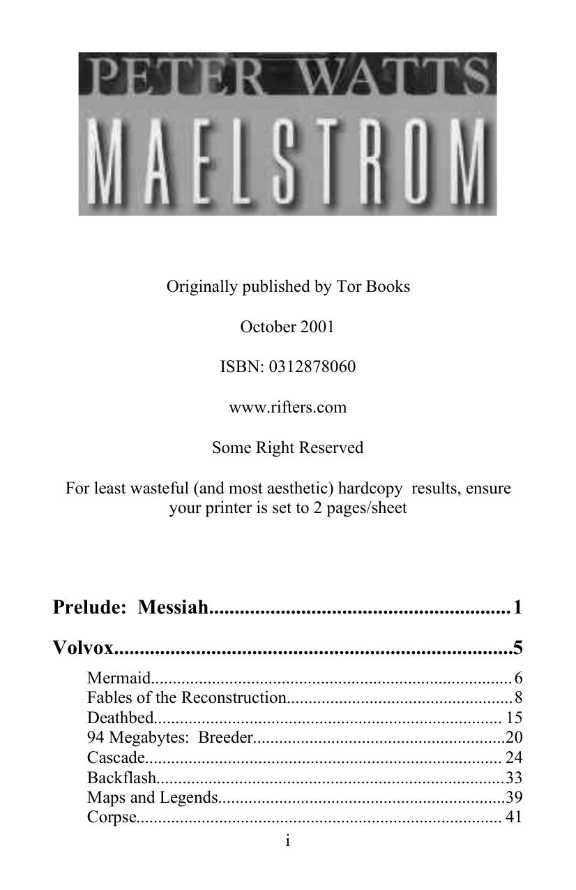 Maelstrom by Peter Watts